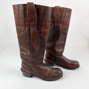 VINTAGE OLD WEST genuine Leather Brown Reenactment Boots With Mule Ears Size 9D. Etsy
