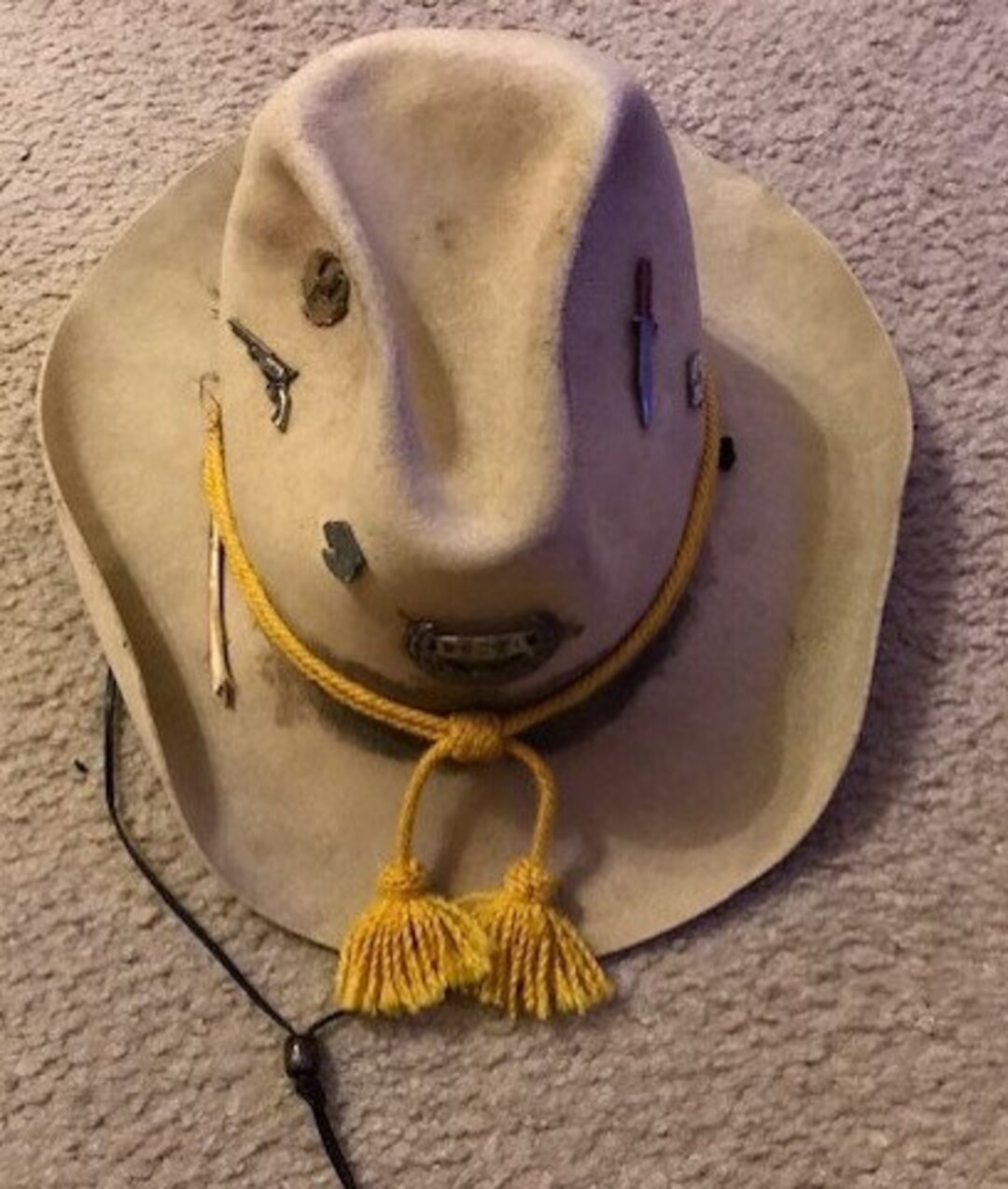 VINTAGE Dynafelt Western Hat From the 1970's, Heavily Distressed, FREE