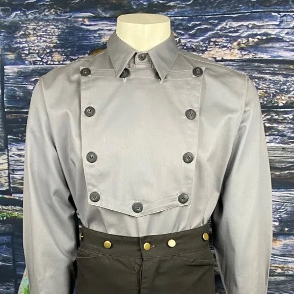 John Wayne style CAVALRY Bib Shirt, available in navy Blue or Confederate Gray. FREE US Shipping.