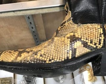 Abilene Mens Snake Skin Boots Size 9.5 D Leather Cowboy Western 6122 USA Vtg Vintage Abilene Men main image 4