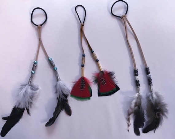 Native American Styled Feathered Hair Ties Etsy