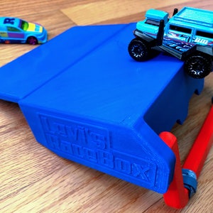 Customized RaceBox Toy Car Carrying Case, Ramp, and Racetrack for Matchbox, Hot Wheels, Diecast Cars