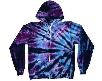 Felpa con cappuccio e cerniera Tie Dye in vetro colorato