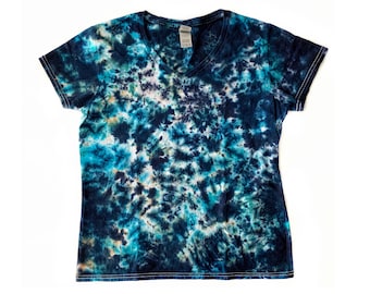 Camiseta de manga corta con cuello en V y estampado tie-dye para mujer de The Milky Way