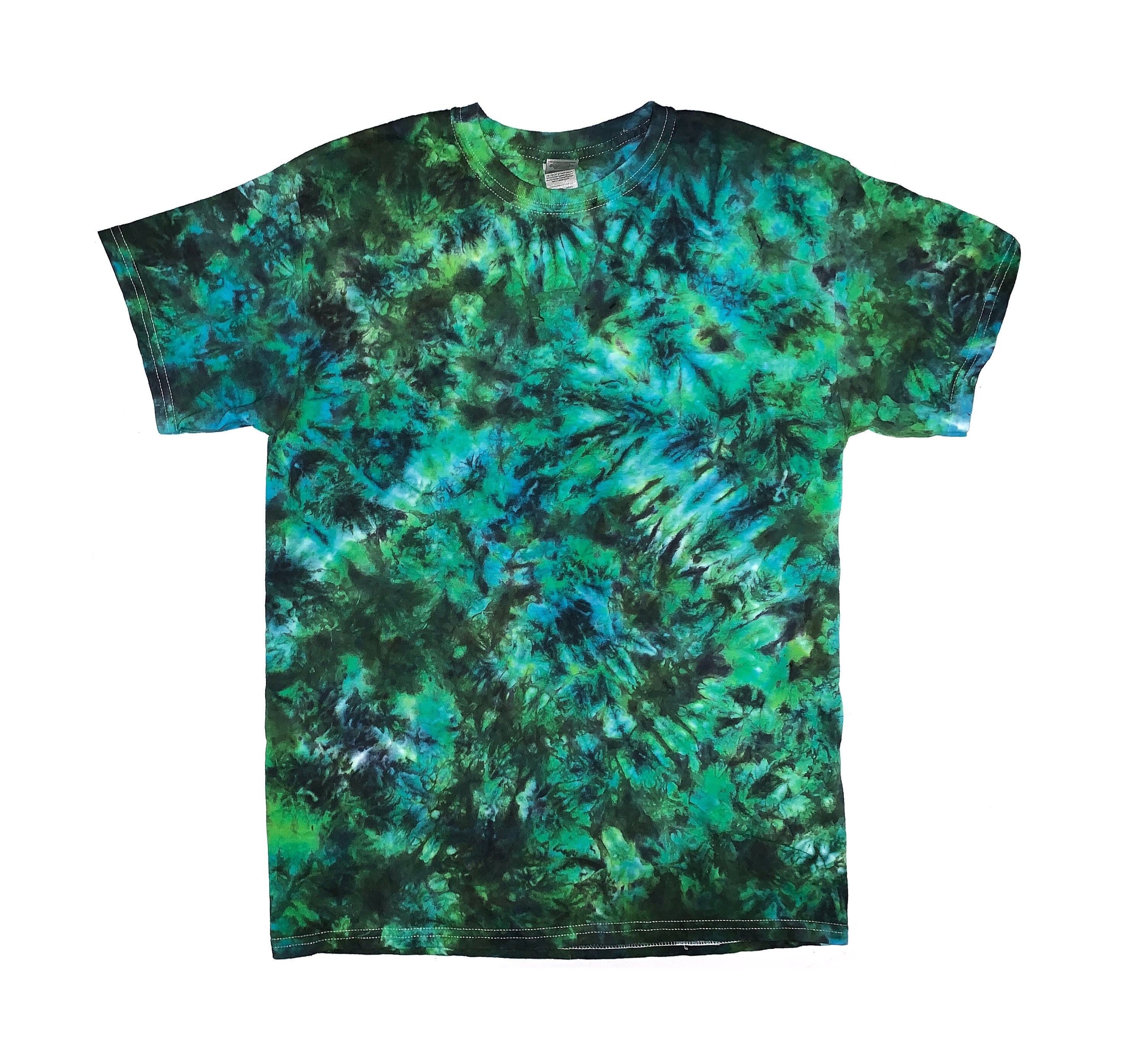 Top Bohème Te Verde Tie-dye Bleu, Taille XS, Manches Courtes