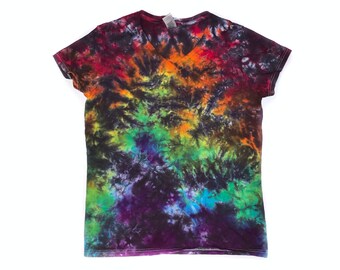The Rainbow Leopard Ladies V-Neck Tie Dye Short Sleeve