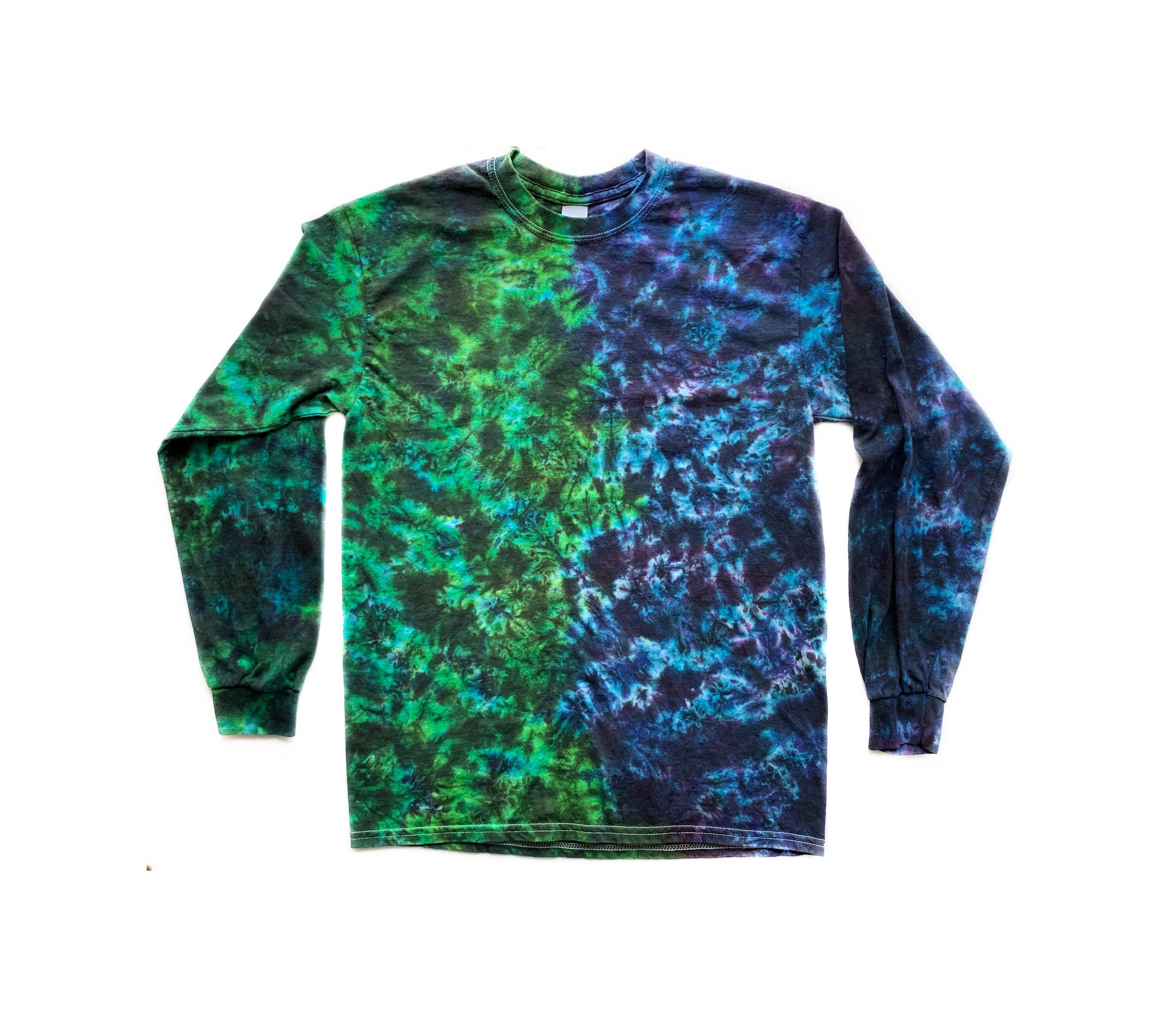 新品 anytee Diamond Blue Dyed Long Tee 2XL The Jewel Toned Long Sleeve Tie Dye T Shirt - Etsy