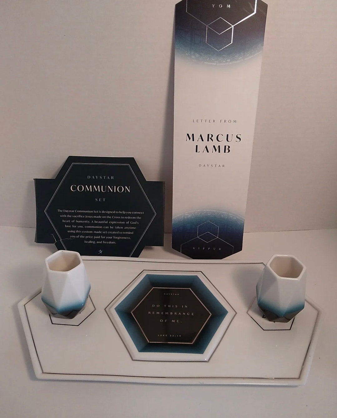 Jewish Star of David Yom Kippur Daystar Communion Set Platter and Cups