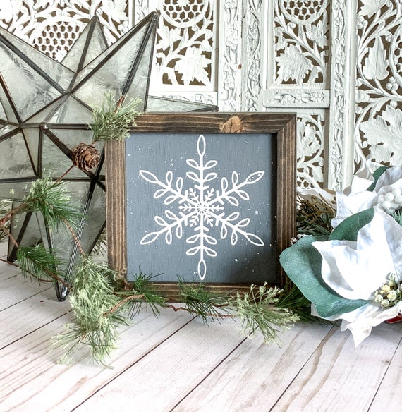 Snowflake Wood Sign Winter Farmhouse Sign Snowflake Decor Snowflake Sign  Seasonal Decor Mantle Decor Layering Winter Sign 