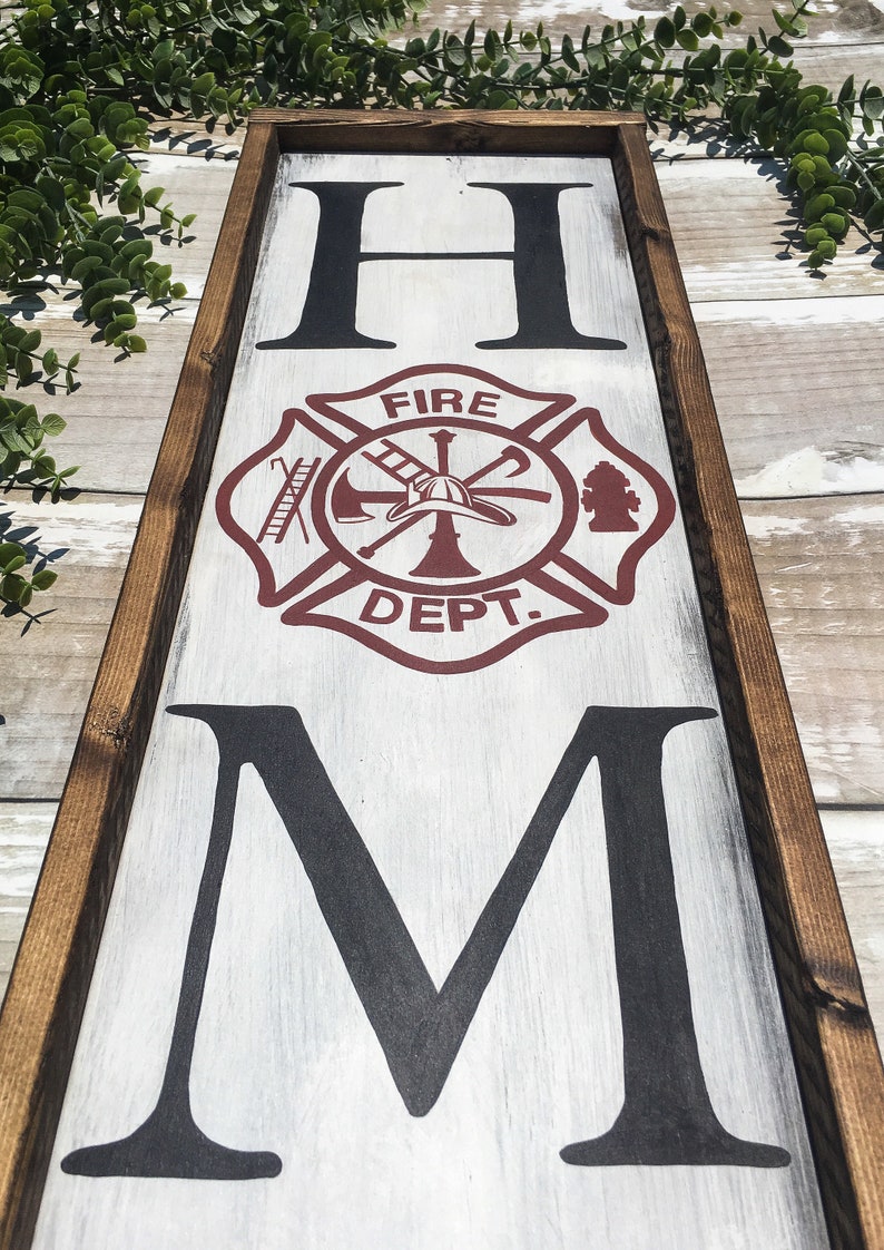 Firefighter home Wood Sign BLACK Firefighter - Etsy