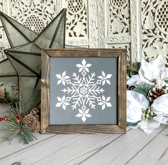 Icicle Snowflake Wood Sign Winter Farmhouse Sign Snowflake Decor Snowflake  Sign Seasonal Decor Mantle Decor Layering Winter Sign 