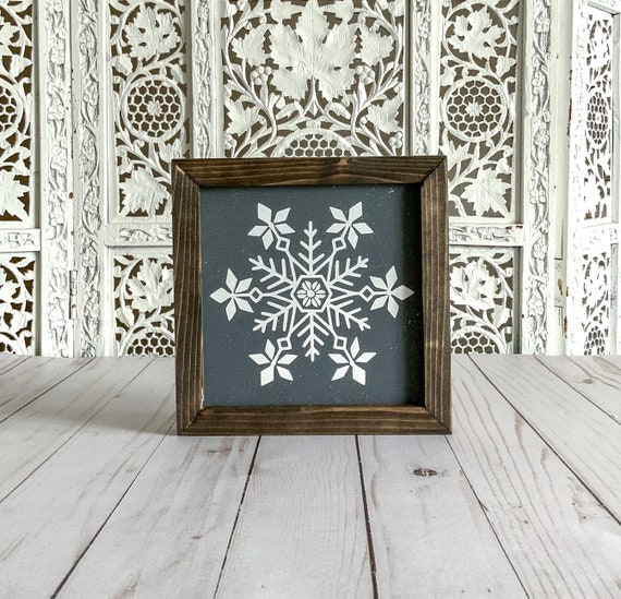 Icicle Snowflake Wood Sign Winter Farmhouse Sign Snowflake Decor Snowflake  Sign Seasonal Decor Mantle Decor Layering Winter Sign 