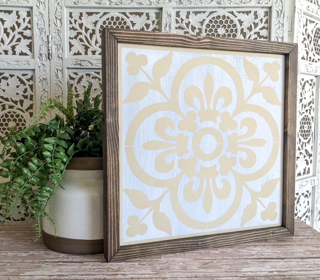 Annika Pattern Wood Sign Tile Pattern Sign Moroccan Tile Sign Tile ...