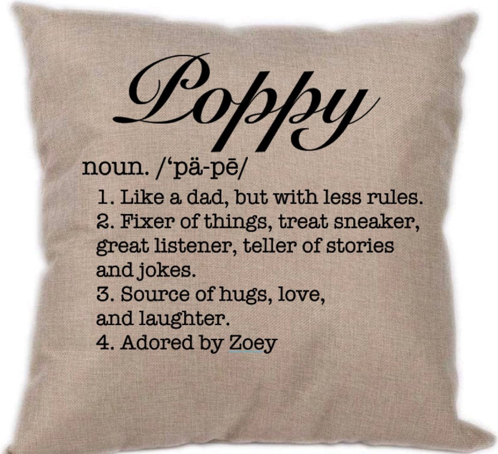 Poppy Definition Throw Pillow Personalized 16 Pillow Fathers Day Gift