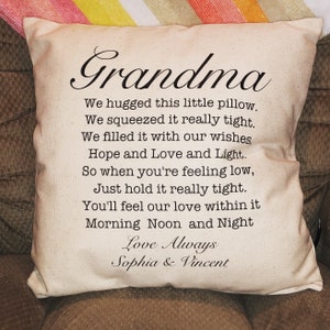 Personalized Grandma Pillow | Gift From Grandkids | Cozy Keepsake for Nana, Mimi or Grandma | Mother’s Day Gift