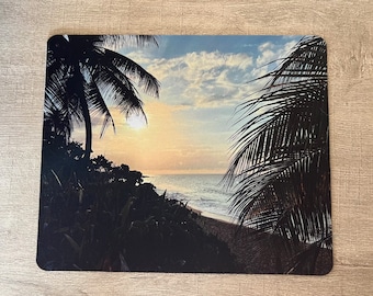 Alfombrilla de ratón Sunset On The Beach, decoración de oficina Sunset, puesta de sol de Puerto Rico, alfombrilla de ratón para un amante de la puesta de sol, regalo de compañero de trabajo, vistas de relaciones públicas