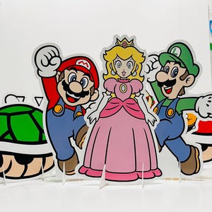 Centro de mesa de Super Mario Bros, 8 a 10 pulgadas, 9 piezas, decoraciones de mesa de Mario y Luigi, accesorios para fotos de Mario, centros de mesa de Mario