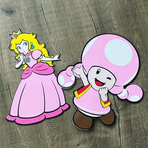 12-15 inches Toadette and Peach Standee, Super Mario Birthday Theme, Mario Bros Photo Props