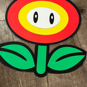 15 Inches Fire Flowers Character Backdrop, Mario Theme Party, Mario ...