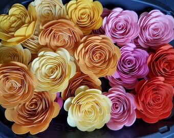 Yellow Paper Flowers, Small Table Decor, Set of 25
