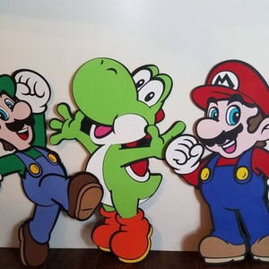 12-15 Super Mario Bros Standee, Mario and Luigi Die Cuts, Yoshi Die Cuts, Mario Photo Props, Mario Bros Theme Party Decor, Mario Centerpiece