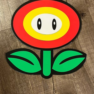 15 inches Fire Flowers Character Backdrop, Mario Theme Party, Mario Flower Cutouts