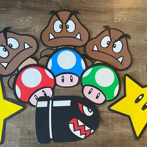 15 inches Mario Extra Characters, Mushrooms, Goombas, Stars, Bullets Cutouts