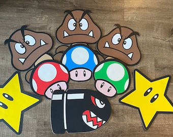 15 inches Mario Extra Characters, Mushrooms, Goombas, Stars, Bullets Cutouts