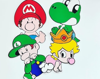 12-15 Baby Character Standee, Mario, Luigi, Peach, Yoshi Die Cuts, Mario Photo Props