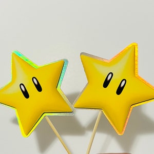 3D Holographic Stars Cupcake Toppers