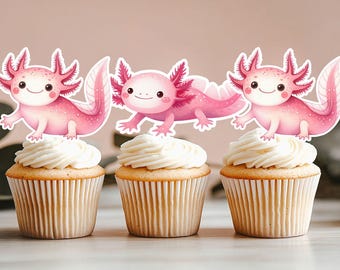 Axolotl Cupcake Toppers, Under the Sea Party Decorations