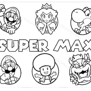 Personalized Mario Inspired Activity Sheet/Placemat, Personalized Activity Sheet, Mario Inspired Kids Party Placemats, DIGITAL FILE ONLY