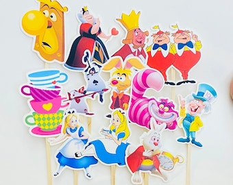 Alice in Wonderland Cupcake Toppers, King and Queen Cupcake Toppers