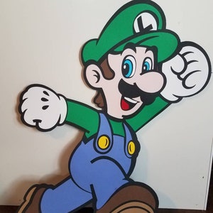 2 pieds Luigi Die Cuts, Luigi Standee, Super Mario Bros., Super Mario Photo Props, Super Mario Intérieur Extérieur Décoration