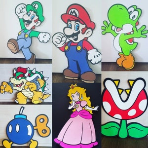 15 inches Large Super Mario Standee, Mario and Luigi, Princess Peach, Yoshi, Bowser, Mario Party, Individual Cut, Stands is Available