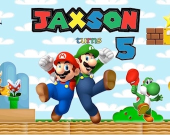 Personalized Mario Gable Box Label, Treat Box (6x3.5x3.5 inches)