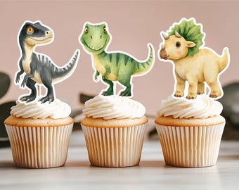 Dinosaur Cupcake Toppers, Dino Theme Toppers