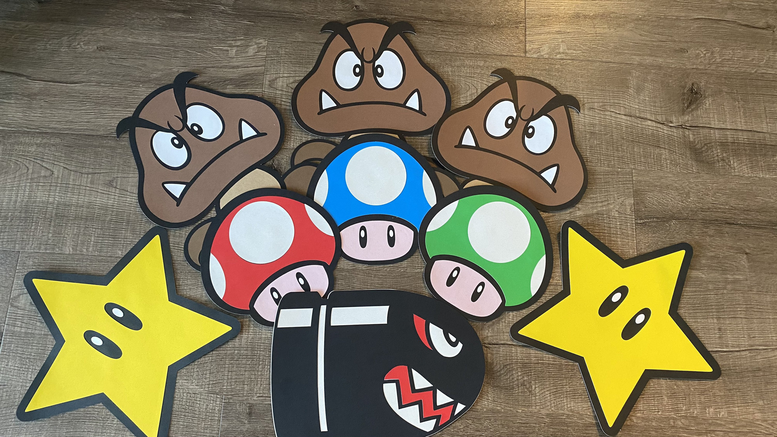 15 Inches Mario Extra Characters, Mushrooms, Goombas, Stars, Bullets  Cutouts - Etsy, image size:3000x1688