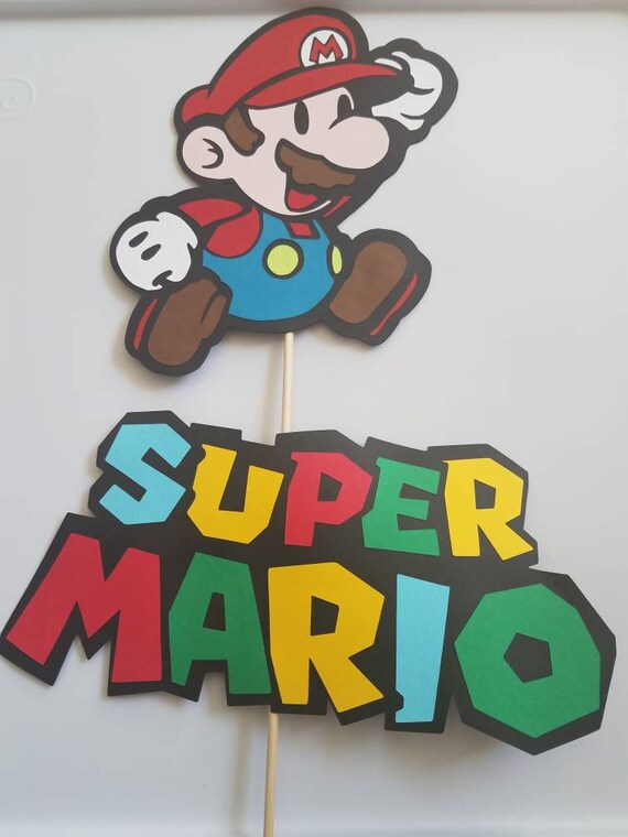 Super Mario Cake Topper Mario Centerpiece Mario Logo Etsy