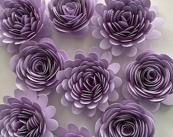 Lavender Rolled Paper Flowers, Party Decor Set