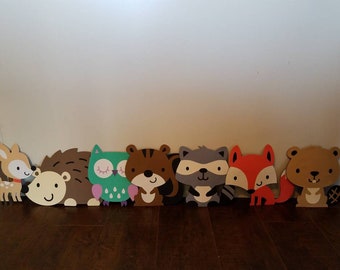 Woodland Critter Die Cuts, Fox, Deer, Owl, Raccoon, Beaver, Squirrel, Set of 7