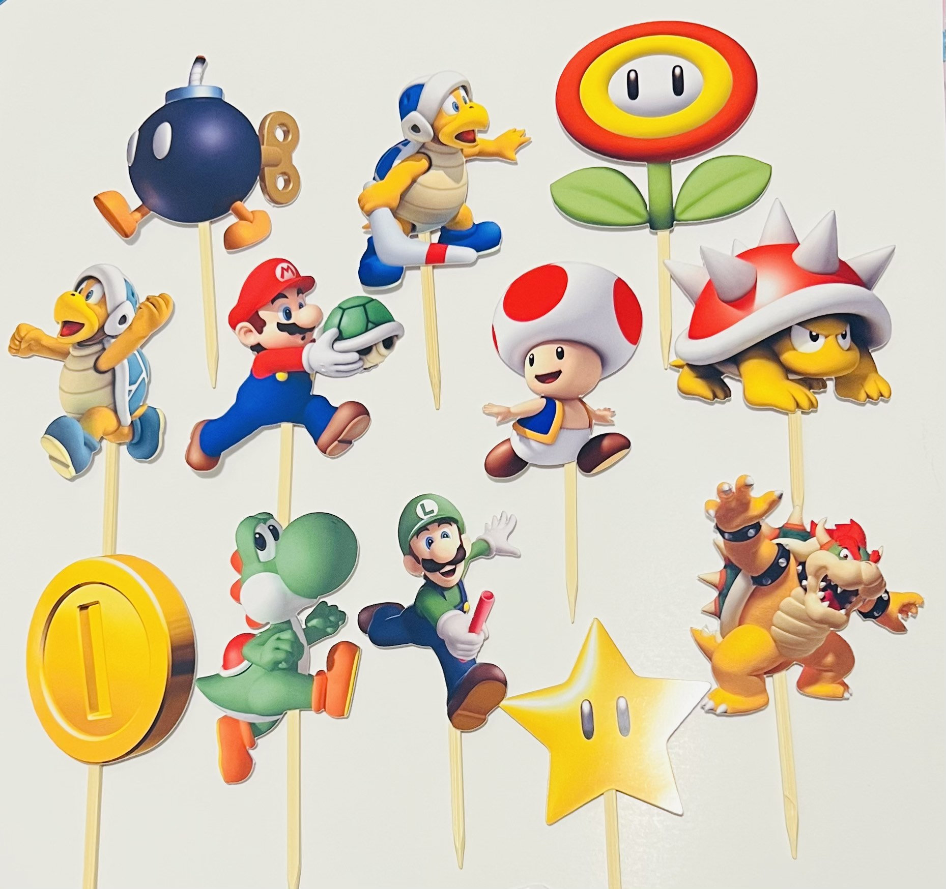Mario Character Cupcake Toppers, Gamer Party Decorations - Etsy