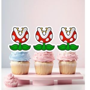 Piranha Plant Cupcake Toppers, Digital File Only