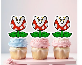 Piranha Plant Cupcake Toppers, Digital File Only