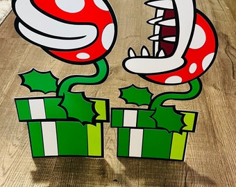 15 inches Piranha Plant Party Decoration, Mario Theme Party, Stand Available