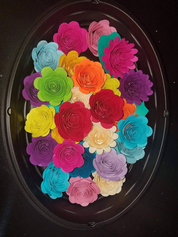 Set of 24 Mixed Rolled Small Paper Flowers, Shadow Box Flowers, Rainbow  Flowers, Bridal Shower Decor, Baby Shower Decor, Table Decor 