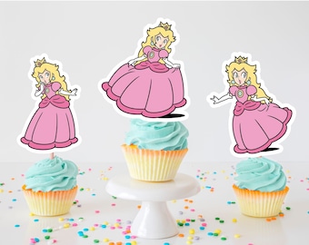 Princess Peach Cupcake Toppers, Mario Brothers Toppers