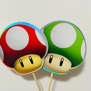 3D Holographic Mushroom Cupcake Toppers