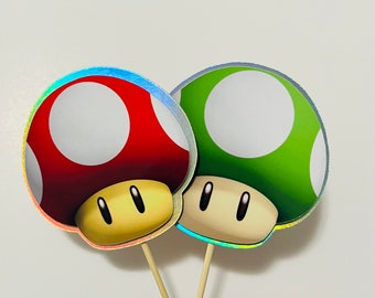 3D ホログラフィック マッシュルーム カップケーキ トッパー
