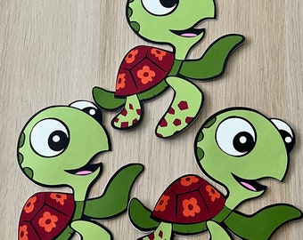 Turtle Cutouts, Under the Sea Party Decorations, Set of 4